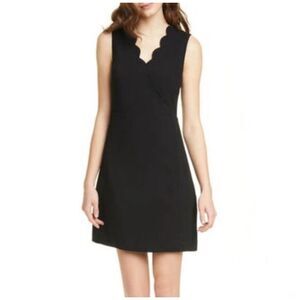 TED BAKER Scallop Neck A-Line Skirt Black Mini Dress